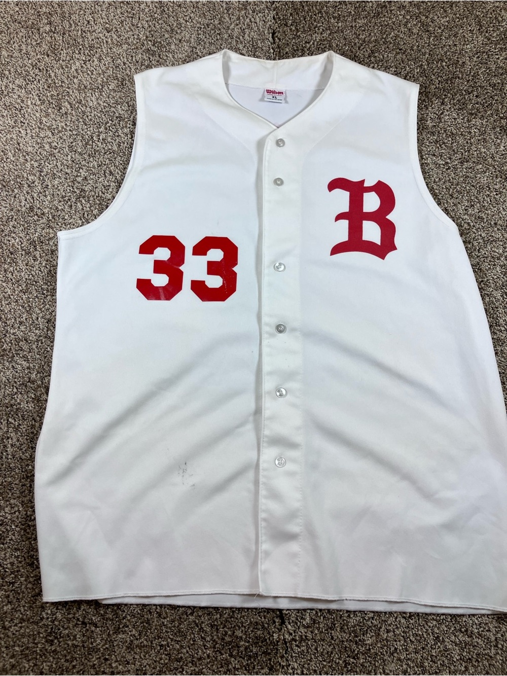 Wilson White Baseball Jersey with Red Accent